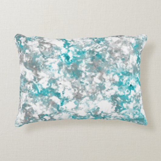 ターコイズグレーと白の大理石のテクスチャ アクセントクッション (正面)
