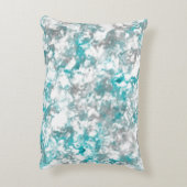 ターコイズグレーと白の大理石のテクスチャ アクセントクッション (裏面(縦))