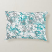 ターコイズグレーと白の大理石のテクスチャ アクセントクッション (裏面)