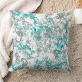 ターコイズグレーと白の大理石のテクスチャ クッション (ブランケット)