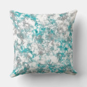 ターコイズグレーと白の大理石のテクスチャ クッション (裏面)