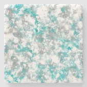 ターコイズグレーと白の大理石のテクスチャ ストーンコースター (正面)