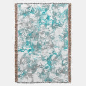 ターコイズグレーと白の大理石のテクスチャ スローブランケット (正面縦)