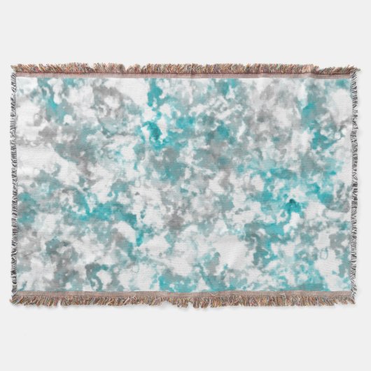 ターコイズグレーと白の大理石のテクスチャ スローブランケット (正面)