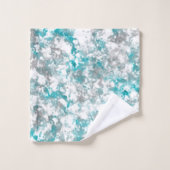 ターコイズグレーと白の大理石のテクスチャ バスタオルセット (ウォッシュタオル)