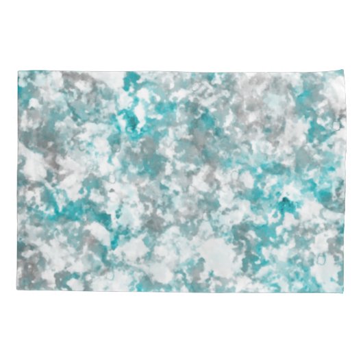 ターコイズグレーと白の大理石のテクスチャ 枕カバー (裏面)