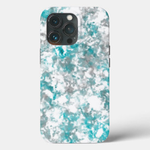 ターコイズグレーと白の大理石のテクスチャ iPhone 13 PROケース