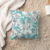 ターコイズグレーと白抽象芸術 クッション (ブランケット)