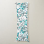 ターコイズグレーと白抽象芸術 ボディピロー (正面縦)