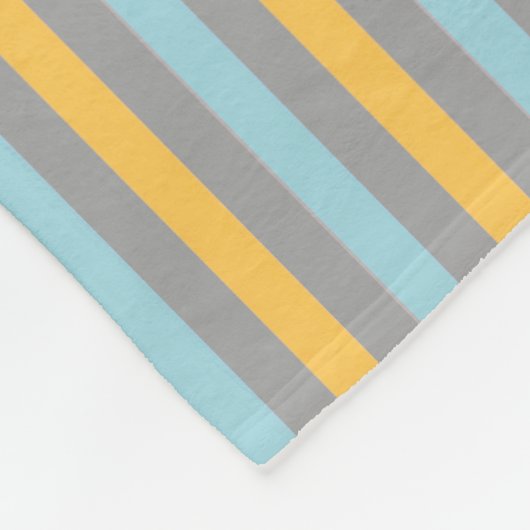 ターコイズグレーと黄ストライプ色 フリースブランケット (角)