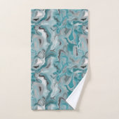 ターコイズグレーの抽象芸術。 バスタオルセット (ハンドタオル)