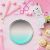 ターコイズグレーグラデーションシャワーカーテン ペーパープレート (パーティー)