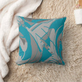 ターコイズグレーシェードチャコールラッシュ離れデザイン クッション (ブランケット)