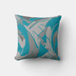 ターコイズグレーシェードチャコールラッシュ離れデザイン クッション