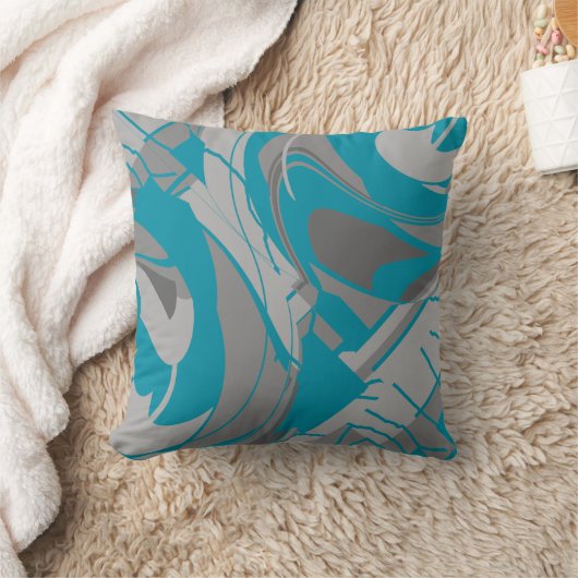 ターコイズグレーシェード木炭の渦巻き形状 クッション (ブランケット)