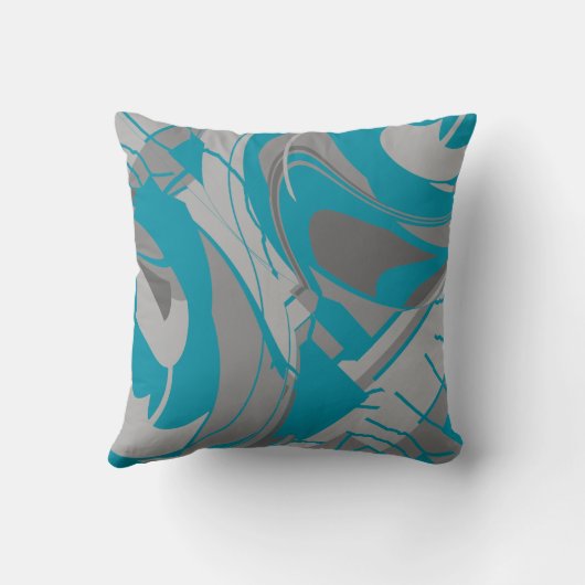 ターコイズグレーシェード木炭の渦巻き形状 クッション (裏面)