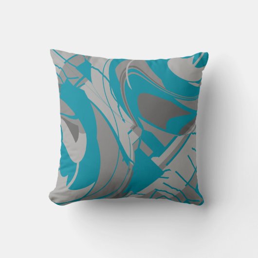 ターコイズグレーシェード木炭の渦巻き形状 クッション (正面)