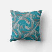 ターコイズグレーシェード木炭ダイアゴナルアートツウィル クッション (裏面)