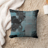 ターコイズグレーブラック芸術的抽象芸術色ブロック クッション (ブランケット)