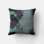 ターコイズグレーブラック芸術的抽象芸術色ブロック クッション (裏面)