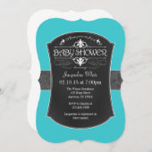 ターコイズグレー黒板ベビーシャワー招待状 招待状 (正面/裏面)