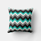 ターコイズグレー ブラック シェブロンパターン クッション (裏面)