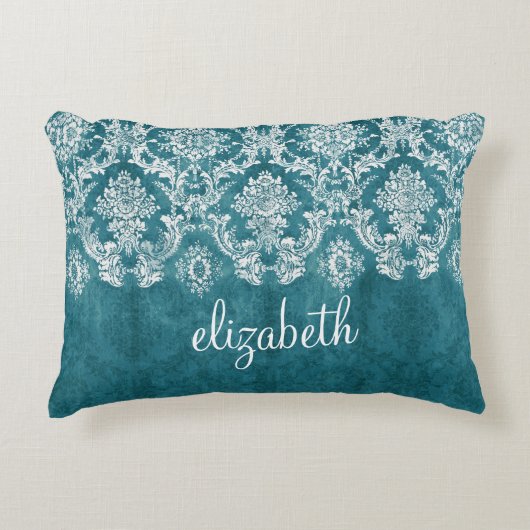 ターコイズグンジーダマスパターンカスタム文字 アクセントクッション (正面)