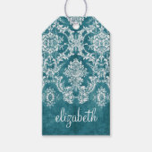 ターコイズグンジーダマスパターンカスタム文字 ギフトタグ (正面)