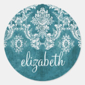 ターコイズグンジーダマスパターンカスタム文字 ラウンドシール (正面)