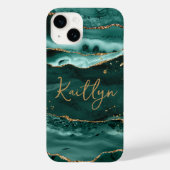 ターコイズゲート金ゴールドグリッタースクリプト名 Case-Mate iPhoneケース (裏面)