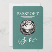 ターコイズコスタリカパスポート結婚式招待状 招待状 (裏面)