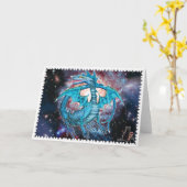 ターコイズコズミックドラゴングリーティングカード カード (黄色い花)