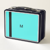 ターコイズコンテンポラリーミニマモダンリストモノグラム メタルランチボックス (裏面)