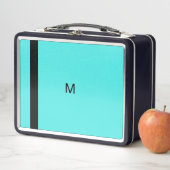 ターコイズコンテンポラリーミニマモダンリストモノグラム メタルランチボックス (インサイチュ)