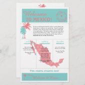 ターコイズコーラルカボメキシコウェディングウェルカムレター (正面/裏面)