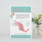 ターコイズコーラルカボメキシコウェディングウェルカムレター (スタンド正面)