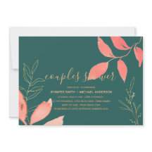 ターコイズコーラルゴールド カップルシャワー 手書き