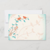 ターコイズコーラルバードリーフウェディングRSVP返信 出欠カード (裏面)