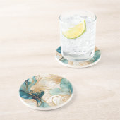 ターコイズゴールデンアルコールインク抽象芸術 コースター (側面)