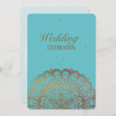 ターコイズゴールデンインディアン-結婚式招待状 招待状 (正面/裏面)