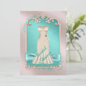 ターコイズゴールドとシルバーの結婚前お披露目招待状 招待状 (スタンド正面)