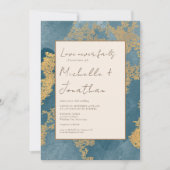 ターコイズゴールドのモダンなクリスチャン聖書の詩の結婚式 招待状 (正面)