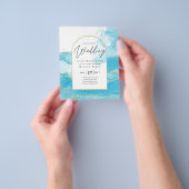 ターコイズゴールドアクアブルーウェディング INVITE レアＧ チラシ (手)