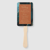 ターコイズゴールドアゲートオレンジウェディングプログラム ハンドファン (正面)