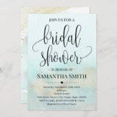 ターコイズゴールドオーシャン ブライダルシャワー ウェディング アクア 招待状 (正面/裏面)