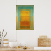 ターコイズゴールドカラーフィールド抽象現代アート ポスター (キッチン)