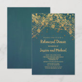 ターコイズゴールドストリングライトボケリハーサル 招待状 (正面/裏面)
