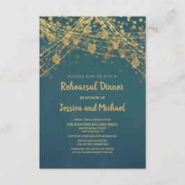 ターコイズゴールドストリングライトボケリハーサル 招待状