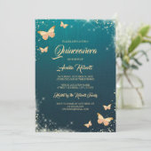 ターコイズゴールドスパークルバタフライドレス キンチャネラ 招待状 (スタンド正面)