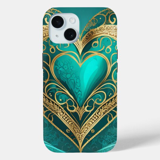 ターコイズゴールドハート Case-Mate iPhoneケース (裏面)